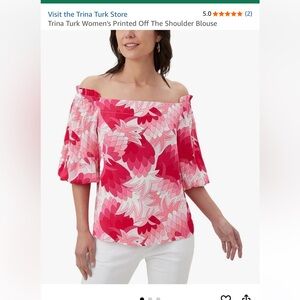Trina Turk Pink Floral Off-Shoulder Blouse